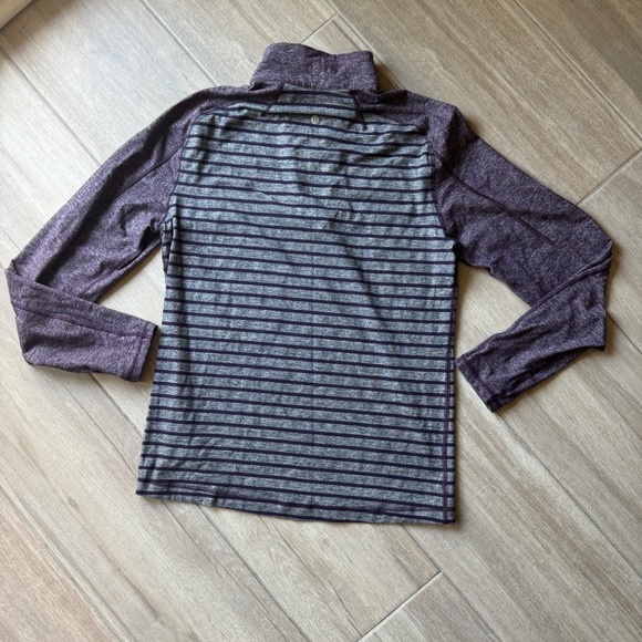 Lululemon Purple & Grey Striped Half-Zip Pullover - Size Large - Picture 4 of 5
